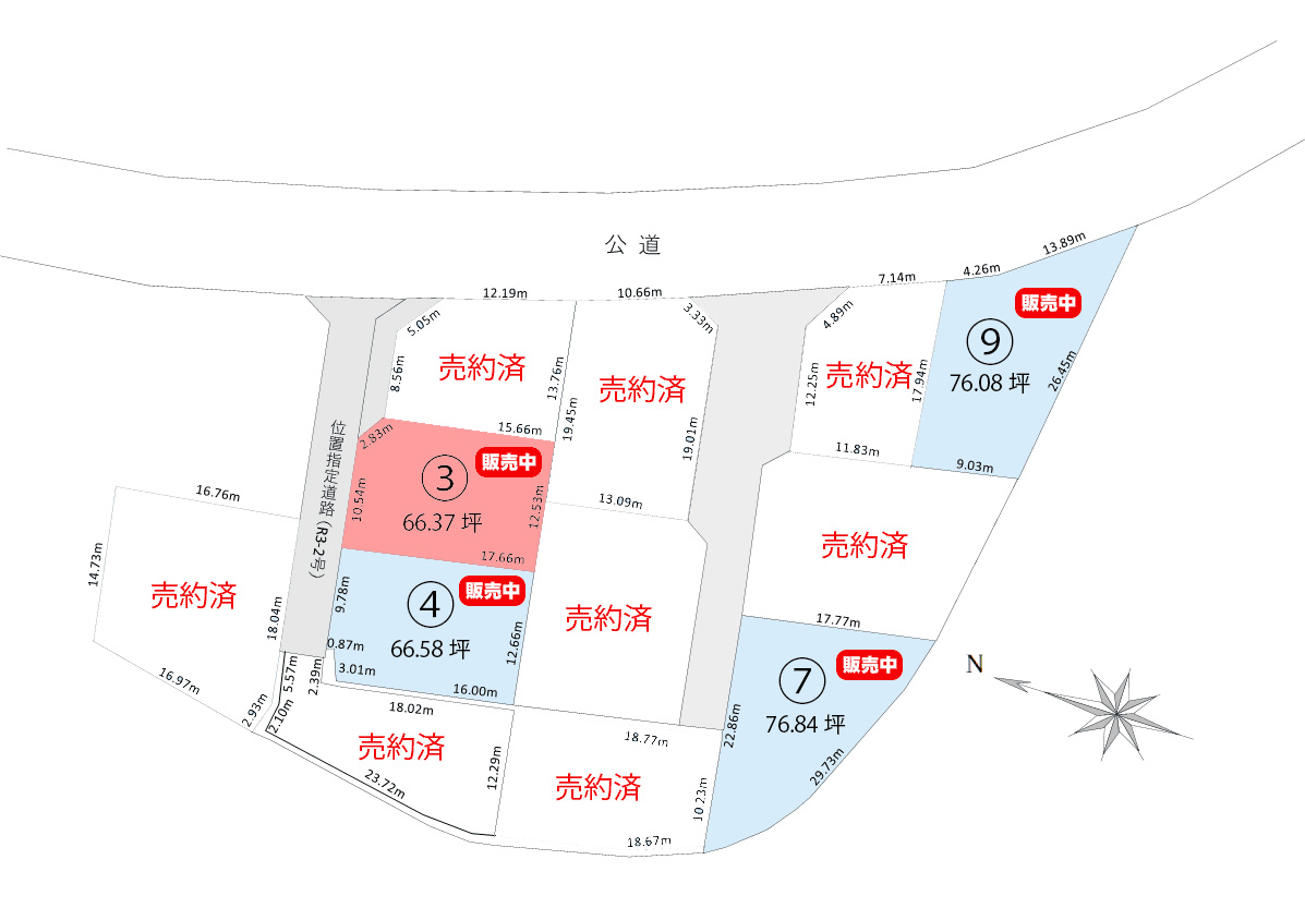 日向市日知屋深溝 分譲地 区画図