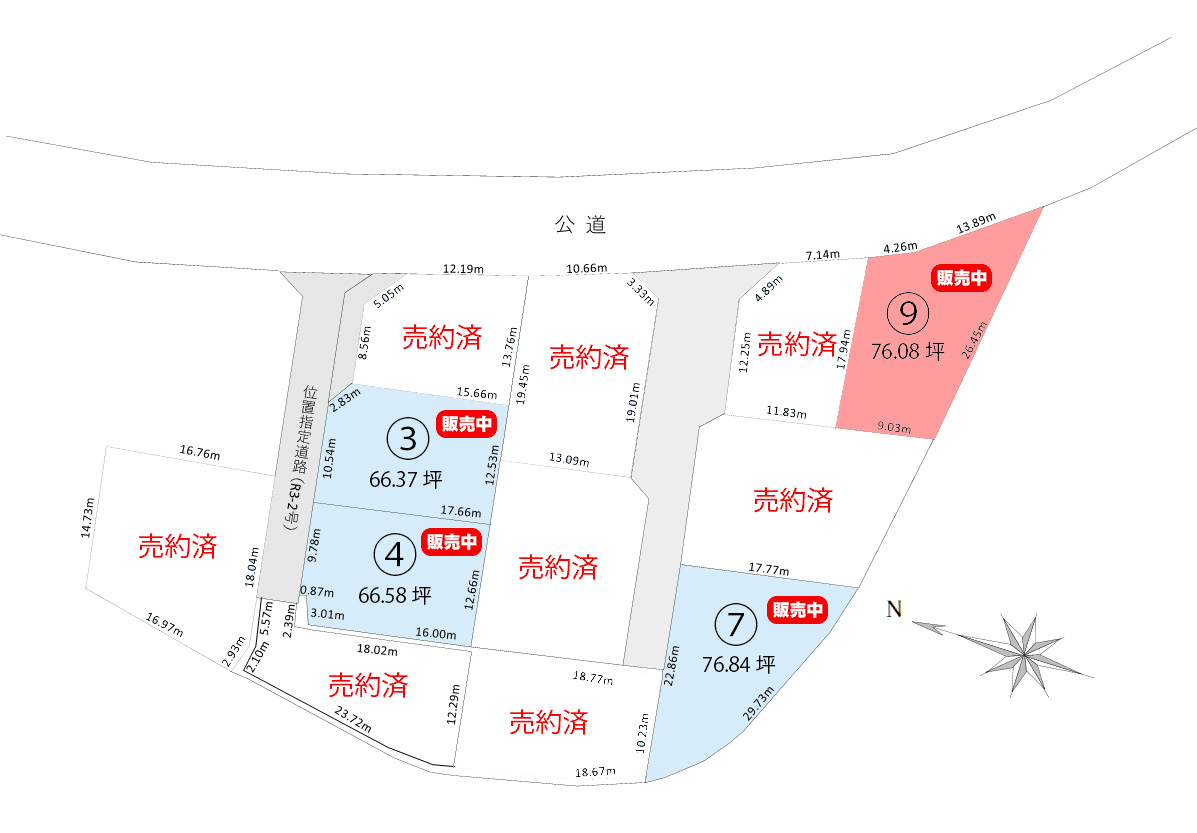 日向市日知屋深溝 分譲地 区画図